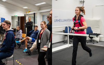 Testing the first demo of the running game in Pelisilmä 2 event